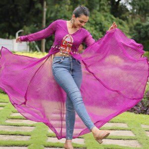 Pink Color Georgette Laheriya Print Navratri Kurti