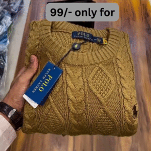 Cable-Knit Sweater Collection 🧶🍂 With Folded Display – Black, Mustard, Maroon & Brown Variants