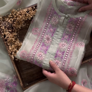 Elegant Chikankari Kurta with Mirror Work