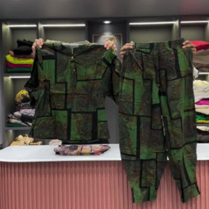 Bold Abstract Green and Black Two-Piece Set