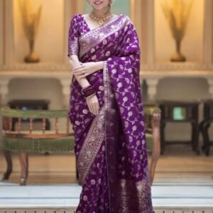Purple Color Banarasi Jacquard With Zari Work Saree